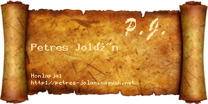 Petres Jolán névjegykártya