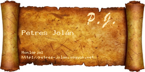 Petres Jolán névjegykártya